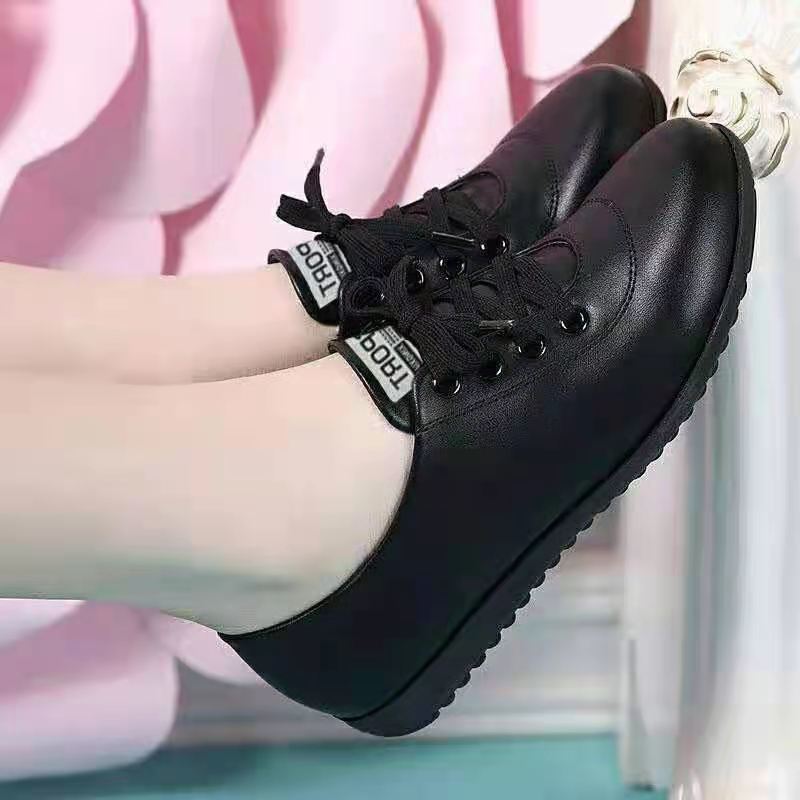 Weiße Schuhe für Damen Frühling Sommer Neue Damenschuhe All-Match Flache Casual Weiches Leder Atmungsaktive Low-Cut Pumps Damen 40 von Joom DACH