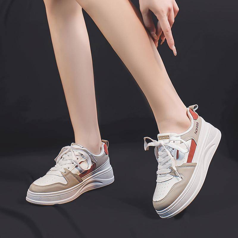 Weiße Schuhe für Damen Frühling und Herbst Neu Allround-Passform Bequem Atmungsaktiv Sportlich Lässig Plateau-Sneaker für Damen 40 von Joom DACH