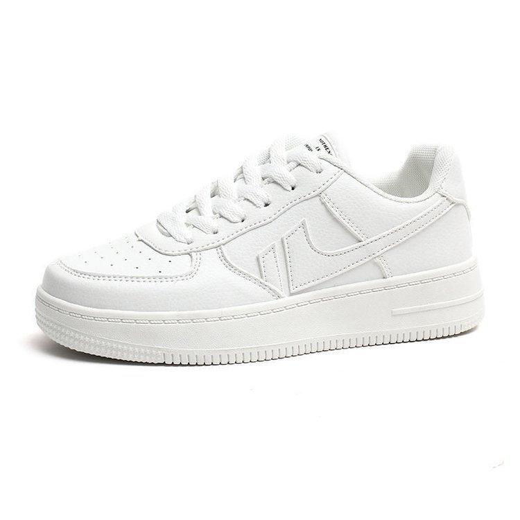 Weiße Schuhe für Frauen Herbst Neue Gummi Weiche Unterseite Leder Oberfläche Schnürung Mode Damen Casual Sneaker 40 von Joom DACH