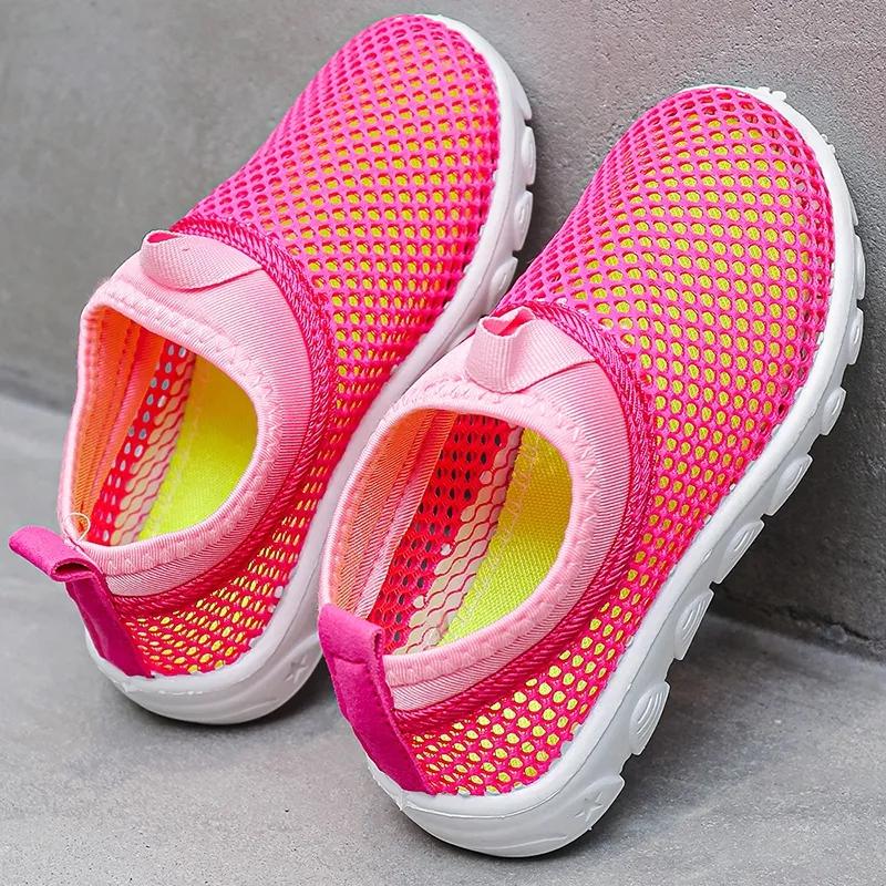Weiße Sportschuhe mit weicher Sohle für Jungen und Mädchen im Frühjahr und Sommer mit atmungsaktiver Mesh-Oberfläche für Kinder 30 rosa von Joom DACH