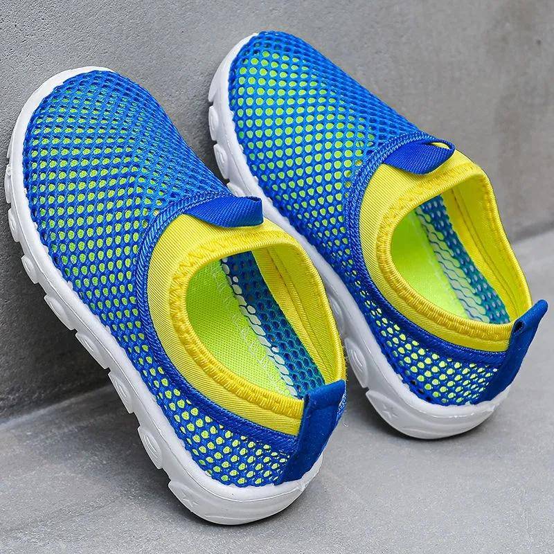 Weiße Sportschuhe mit weicher Sohle für Jungen und Mädchen im Frühjahr und Sommer mit atmungsaktiver Mesh-Oberfläche für Kinder 34 blau von Joom DACH