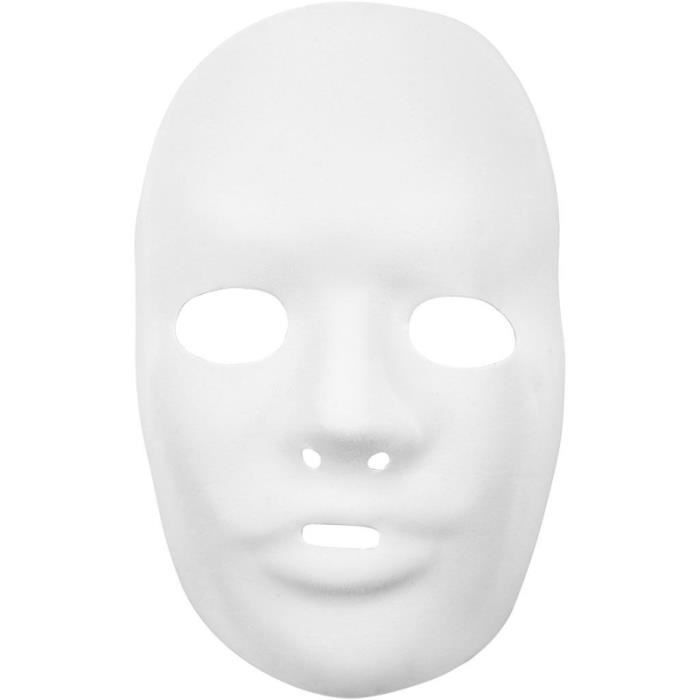Weiße Vollgesichtsmaske aus Kunststoff mit Samtoberfläche – einfach zu dekorieren – Gummibänder inklusive von Joom DACH