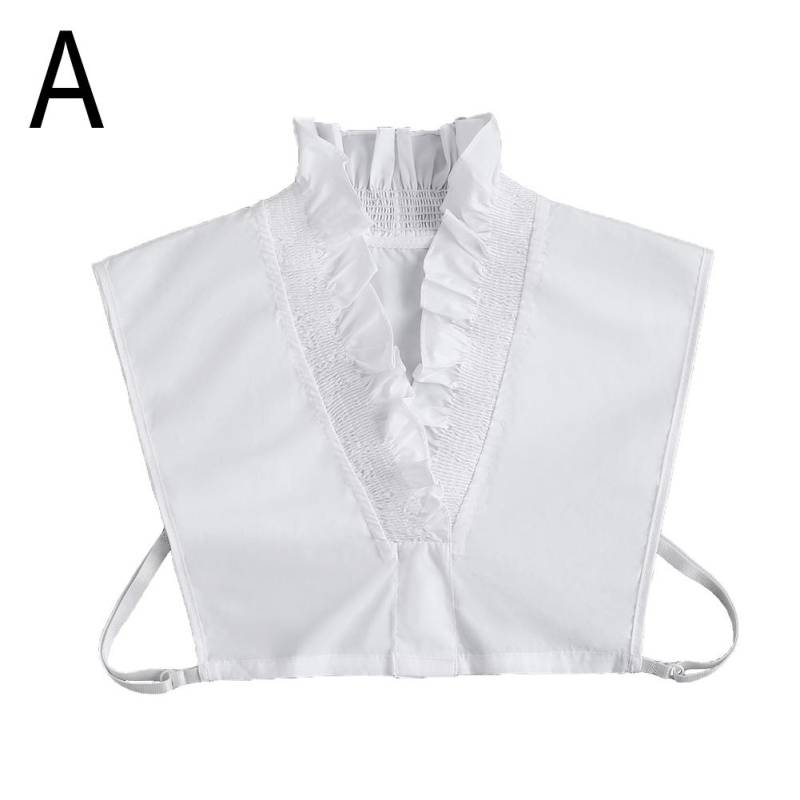 Weißer Baumwoll-Fake-Kragen Abnehmbare Bluse Dickey-Kragen Halbhemden Falscher Kragen Spitze Rüschen Stehkragen Für Frauen & Mädchen weiß von Joom DACH
