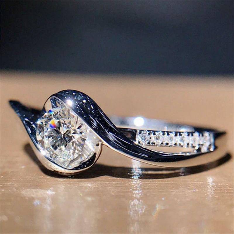 Weißer Diamant Paar 925 Silber Ringe Weißer Saphir Ring Ehering Zirkonia Schmuck 10 von Joom DACH