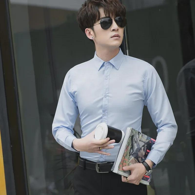 Weißes Slim-Fit Langarm-Businesshemd für Herren (Übergröße & Unisex) XXL hellblaue von Joom DACH