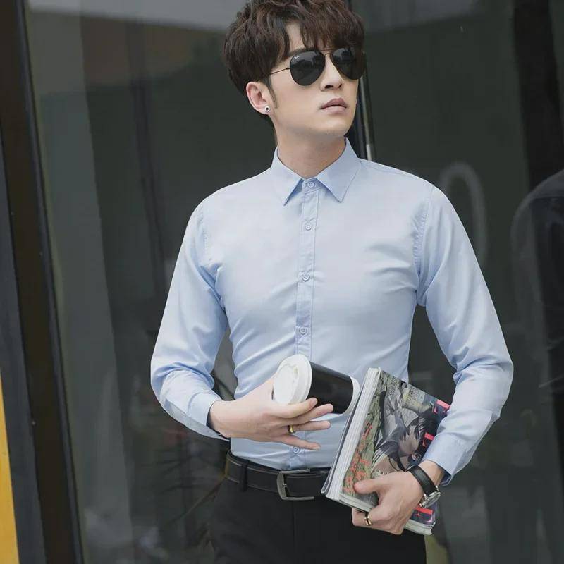 Weißes Slim-Fit Langarm-Businesshemd für Herren (Übergröße & Unisex) XXL hellblaue von Joom DACH