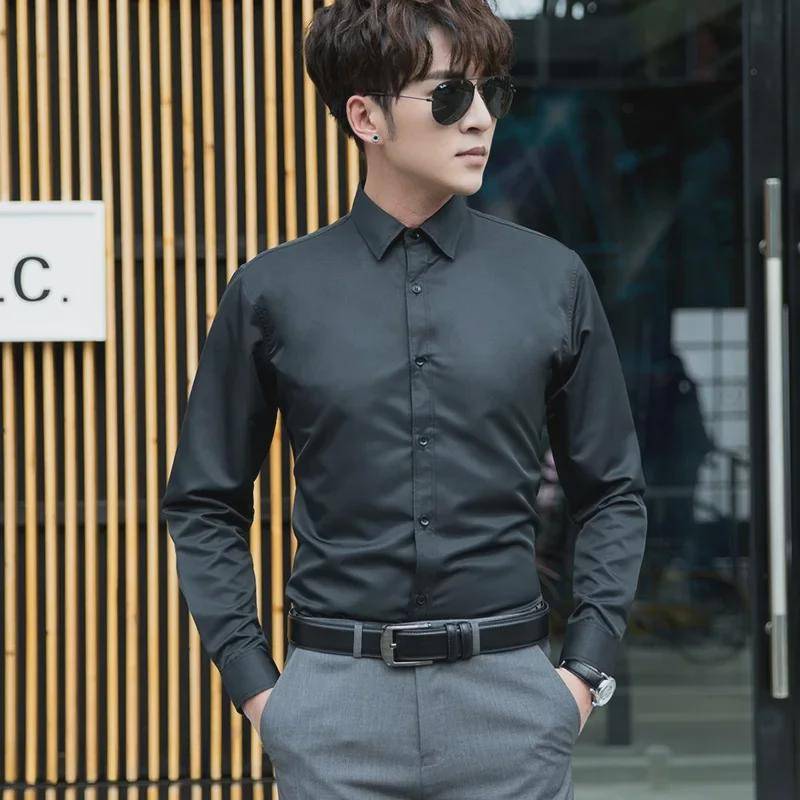 Weißes Slim-Fit Langarm-Businesshemd für Herren (Übergröße & Unisex) XXL schwarz von Joom DACH