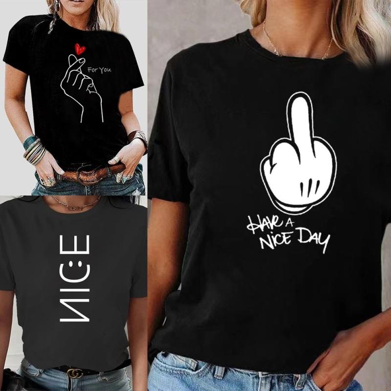 Weißes T-Shirt mit Bilddruck für Damen, Sommer, Rundhalsausschnitt, kurzärmelig, modisches T-Shirt für Damen, lässige Streetwear, Pendler-Tops L Weißes T-Shirt mit Bilddruck für Damen, Sommer, Rundhalsausschnitt, kurzärmelig, modisches T-Shirt für Damen, lässige Streetwear, Pendler-Tops L von Joom DACH