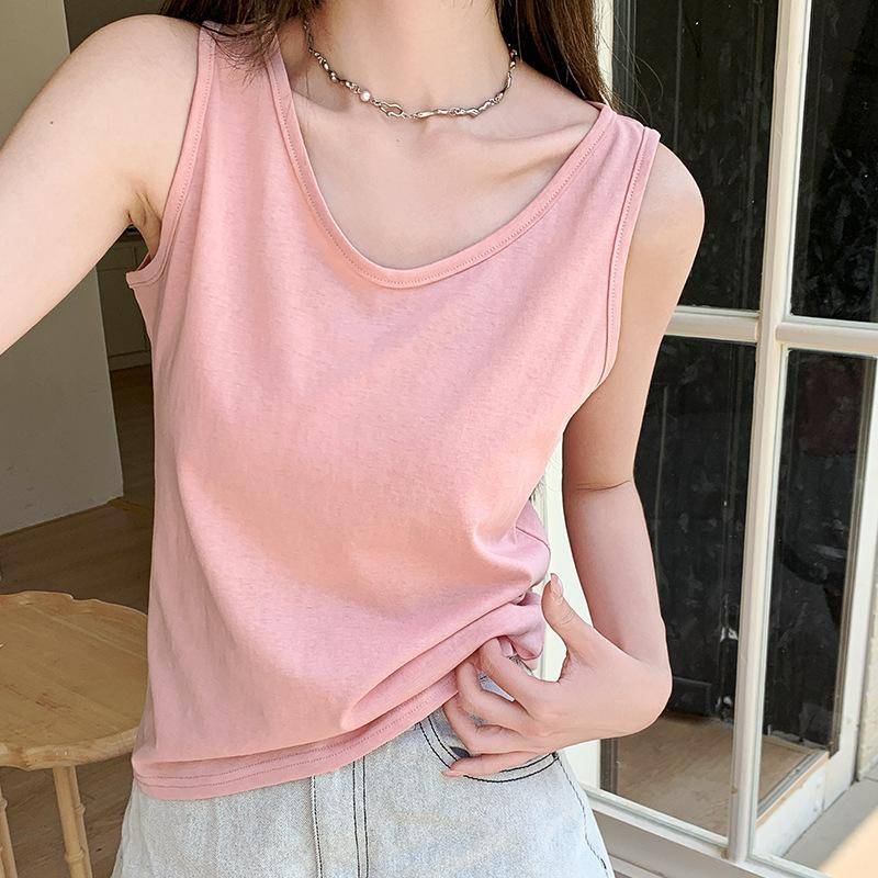 Weißes V-Ausschnitt T-Shirt für Damen Im Sommer, leichtes und lockeres Slim Sporttop, ärmelloses Oberteil im lockeren Lazy-Stil XL von Joom DACH