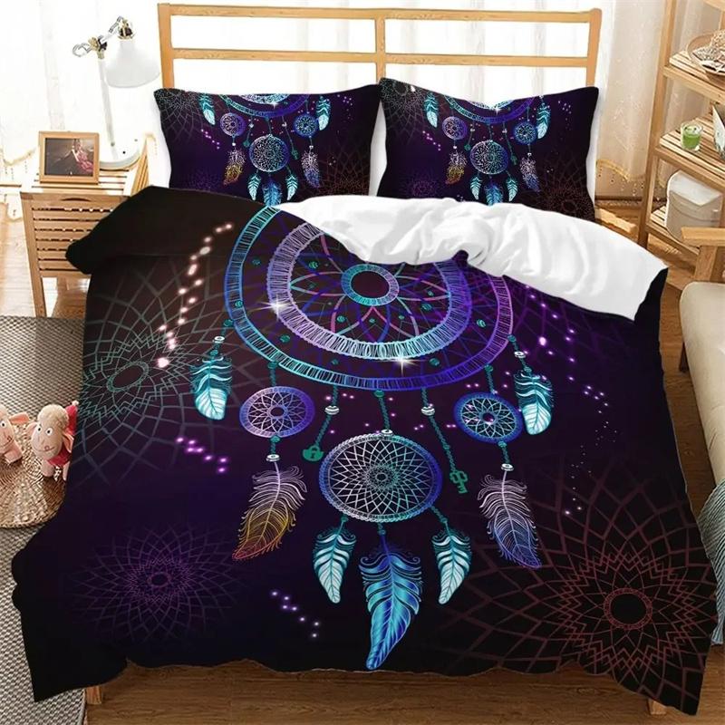 Weißfarbene Traumfänger-Bettwäsche für Mädchen Erwachsene Ethnische Mandala-Bettdecke Böhmischer Stil Steppdeckenbezug Traumfänger 70x133cm von Joom DACH