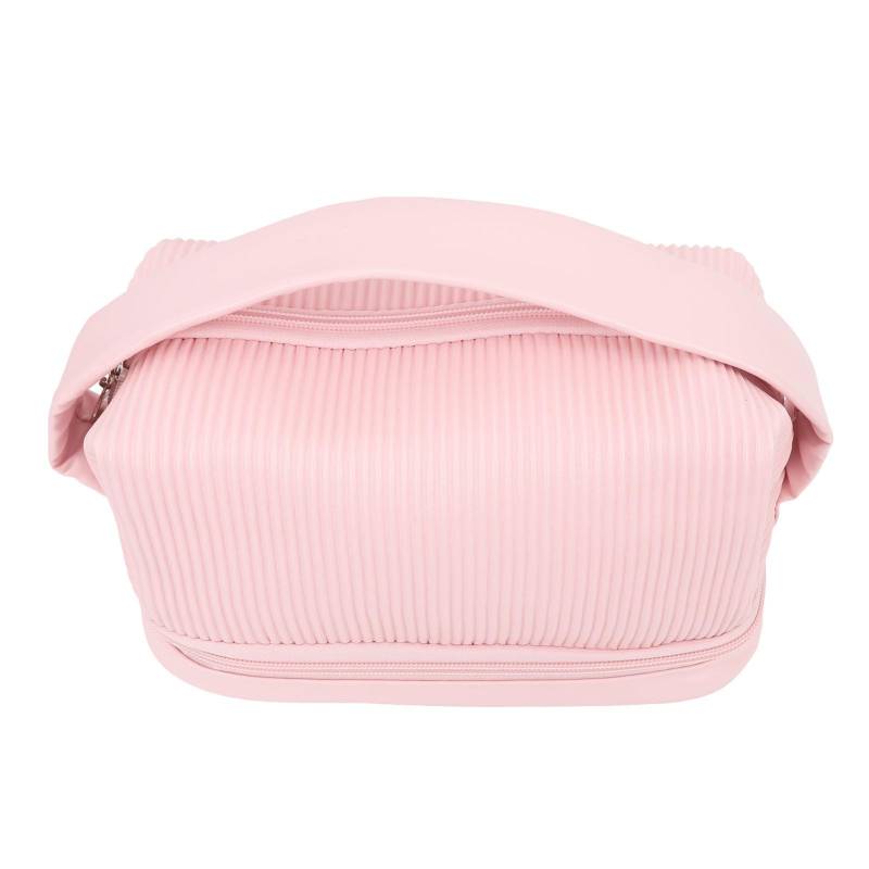 Weit Geöffnete Make-up-Tasche Doppelschichtig Großes Fassungsvermögen Wasserdicht Tragbar PU-Leder Flach Öffnender Organizer von Joom DACH