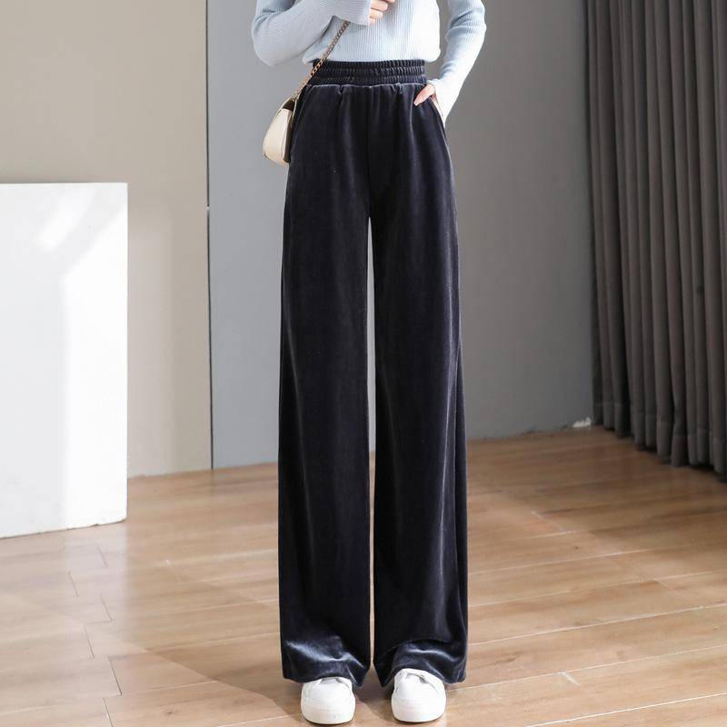 Weite Hosen für Damen im Herbst, neue Mode, lockere und dünne Hosen mit geradem Bein, hoch taillierte schwarze Freizeithose 3XL von Joom DACH