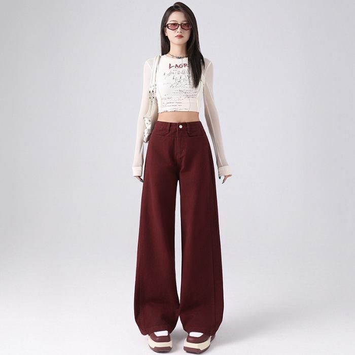 Weite Hosen für Damen im Herbst. Damen Wide-Leg Jeans für den Herbst. Hoch taillierte, schlank machende Jeans mit geradem Bein für Damen im Herbst. 2XL von Joom DACH