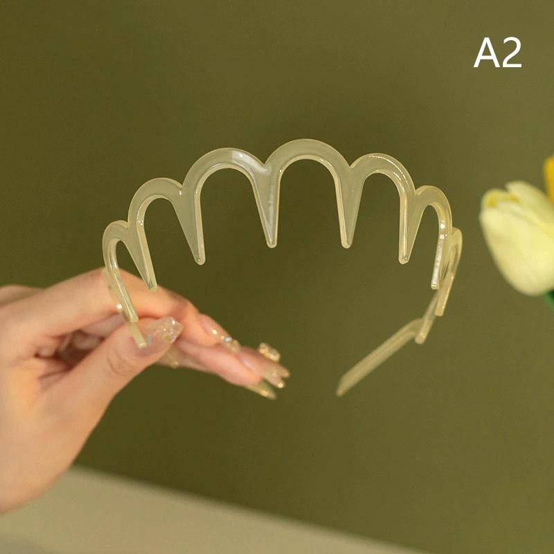Wellenförmiges Stirnband, Haarbänder, braunes gezahntes Stirnband aus Kunstharz, dünn, rutschfest, für Damen, Makkeup, Haarkamm, Zickzack-Band, gekerbtes Stirnband von Joom DACH