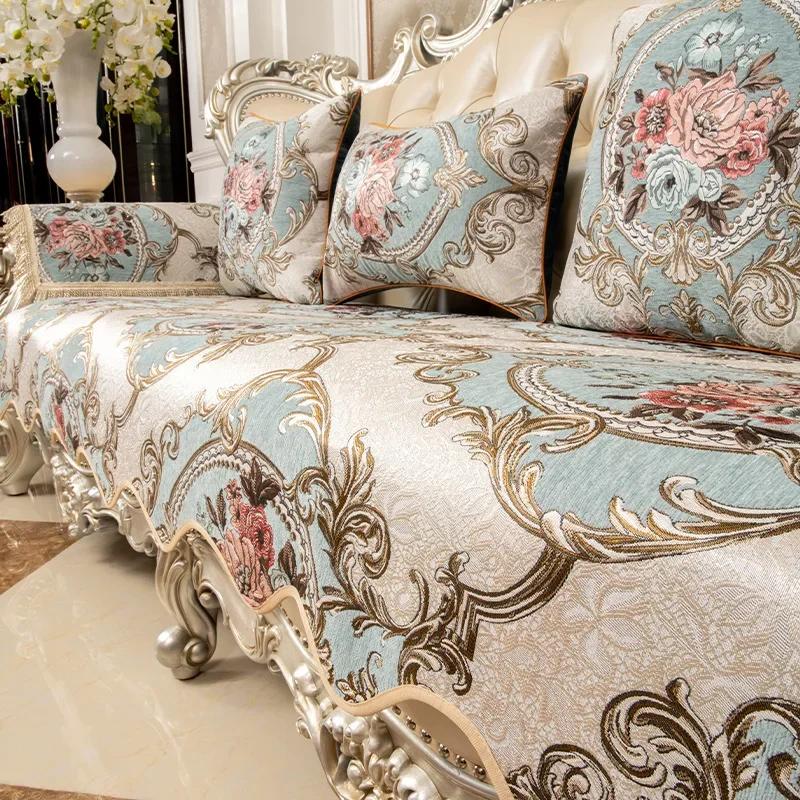 Wellenkantiger Sofa-Handtuch-Stickmuster-Sofa-Kissenbezug, europäischer rutschfester Sofabezug ist das ganze Jahr über universell 90x180cm 1pcs von Joom DACH