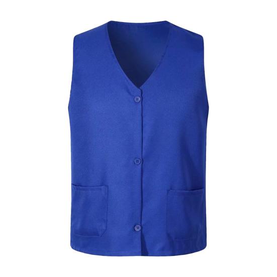 Weste Jacke Einreihig Einfarbig V-Ausschnitt Atmungsaktiv mit Tasche Schützend Polyester Unisex Arbeitsweste Freiwilligenuniform für Herren 2XL königsblau von Joom DACH