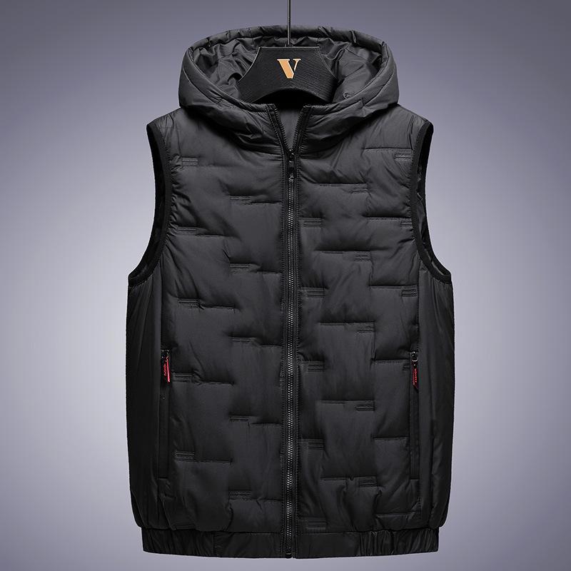 Weste für Männer Dicke Übergröße Daunen Baumwolle Weste Herren Herbst und Winter Kapuzen Tanktop Lockere Größe Dicke Übergröße Warm Tank Schulter Dicke Jacke 8XL schwarz von Joom DACH