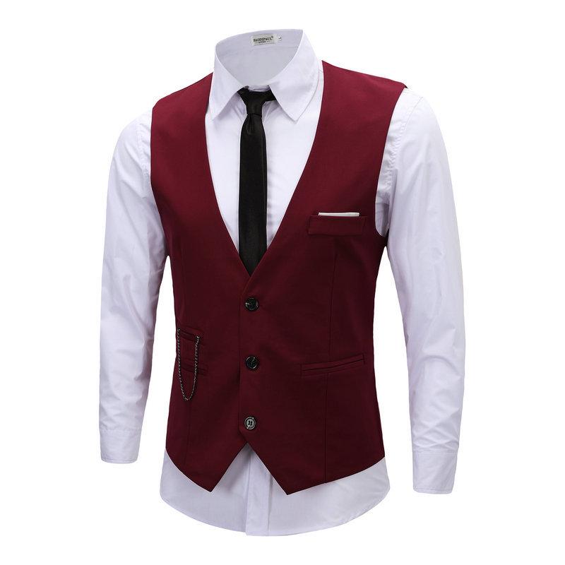 Westen für Herren Slim Fit Herren Anzugweste Herren Weste Gilet Homme Lässig Ärmellos Formell Business Jacke L rot Westen für Herren Slim Fit Herren Anzugweste Herren Weste Gilet Homme Lässig Ärmellos Formell Business Jacke L rot von Joom DACH