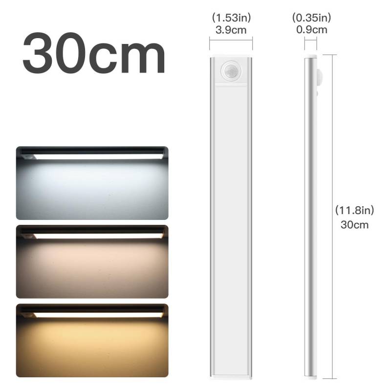 Wiederaufladbare Batterie mit hoher Kapazität Bewegungssensor USB LED Unterbauleuchte Aluminiumleiste Nachtlicht für Küche Nachttisch 50CM von Joom DACH