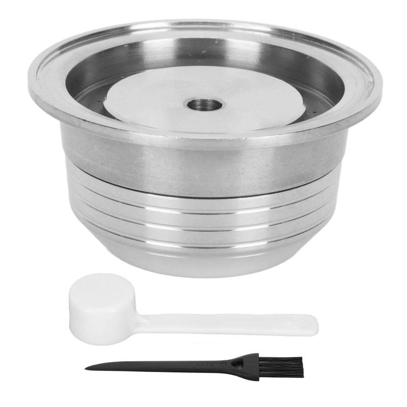 Wiederverwendbare Kaffeekapsel mit Deckel Löffel Pinsel Glatte Oberfläche Edelstahl und Kunststoff Nachfüllbar L von Joom DACH