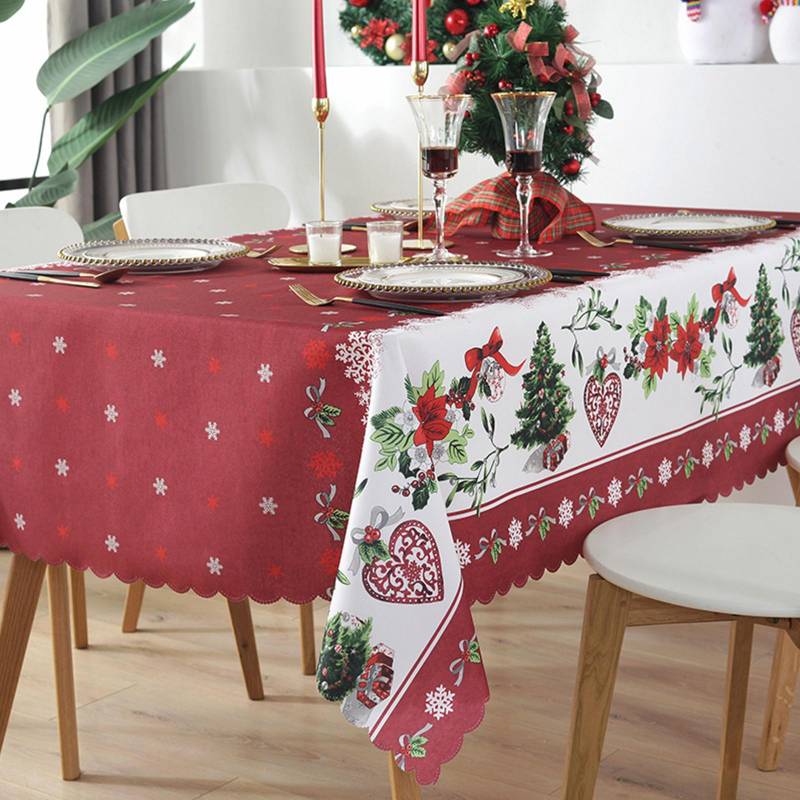 Wiederverwendbare Weihnachts-Tischdecke 5 x 6 Fuß Rechteckige Tischdecke Polyester Wasserdichte Tischdecke Geschenk M Type 1 von Joom DACH