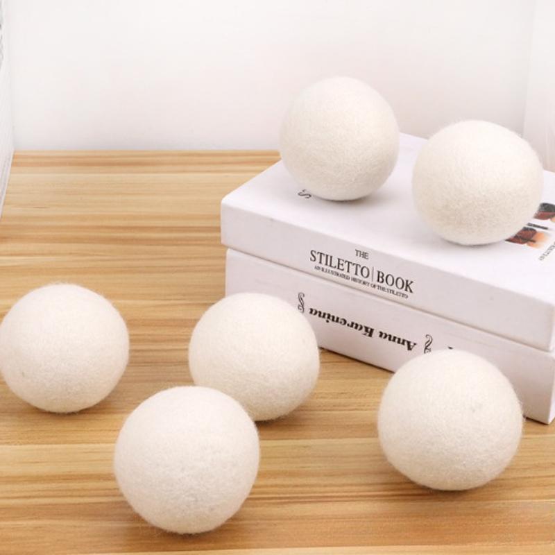 Wiederverwendbare Wolle Trocknerbälle Weichspüler Wäsche Vlies Trocknerball Set Zuhause Wäschetrockner Waschmaschine 5cm weiß von Joom DACH