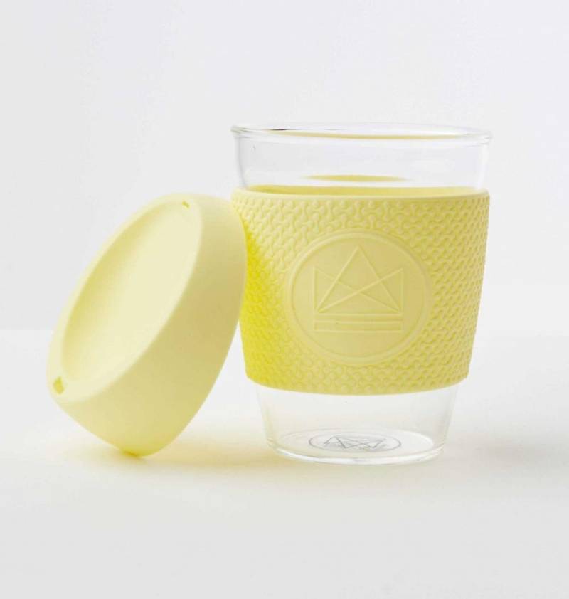 Wiederverwendbarer Kaffeebecher aus Glas – 340 ml – Die Sonne scheint von Joom DACH