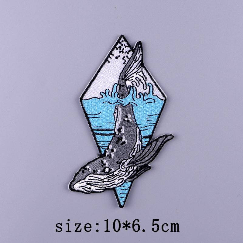 Wilderness Patch Aufbügler Patches auf Kleidung Bär Wolf Stickerei Patches für Kleidung Streifen Abzeichen Welle Wal Patch für Kleidung von Joom DACH