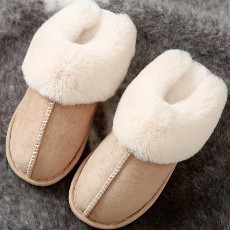 Wildleder-Baumwoll-Hausschuhe für Zuhause, Herbst- und Winterliebhaber, warme, dicke Wollhausschuhe, Herren- und Damenhausschuhe 39-40 hellbraun von Joom DACH