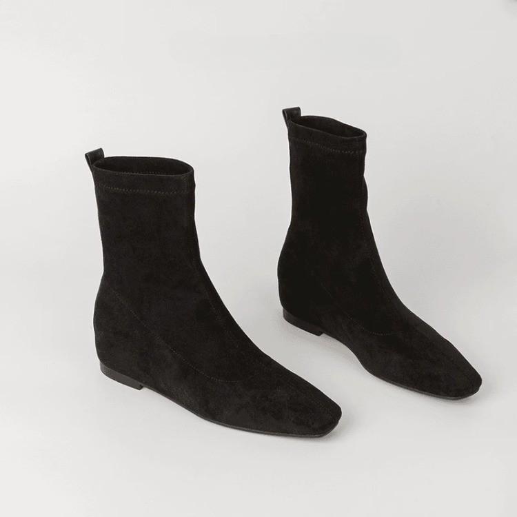 Wildleder Knöchel Damen Hohe Stiefel Eckige Zehen Niedrige Absätze Mode Schneestiefel Winter 2025 Trend Bequeme Chelsea Walking Designer Botas Mujer 40 von Joom DACH