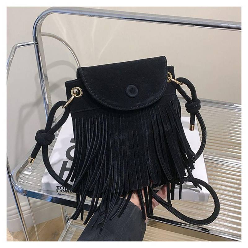 Wildleder Samt Schulter Tasche Paket Handy Handtasche Reise Frauen Einkaufstasche schwarz von Joom DACH