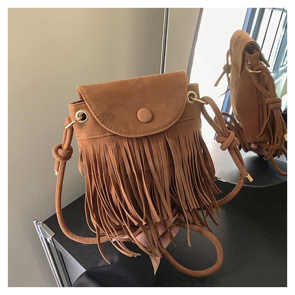 Wildleder Samt Schulter Tasche Paket Handy Handtasche Reise Frauen Einkaufstasche braun von Joom DACH