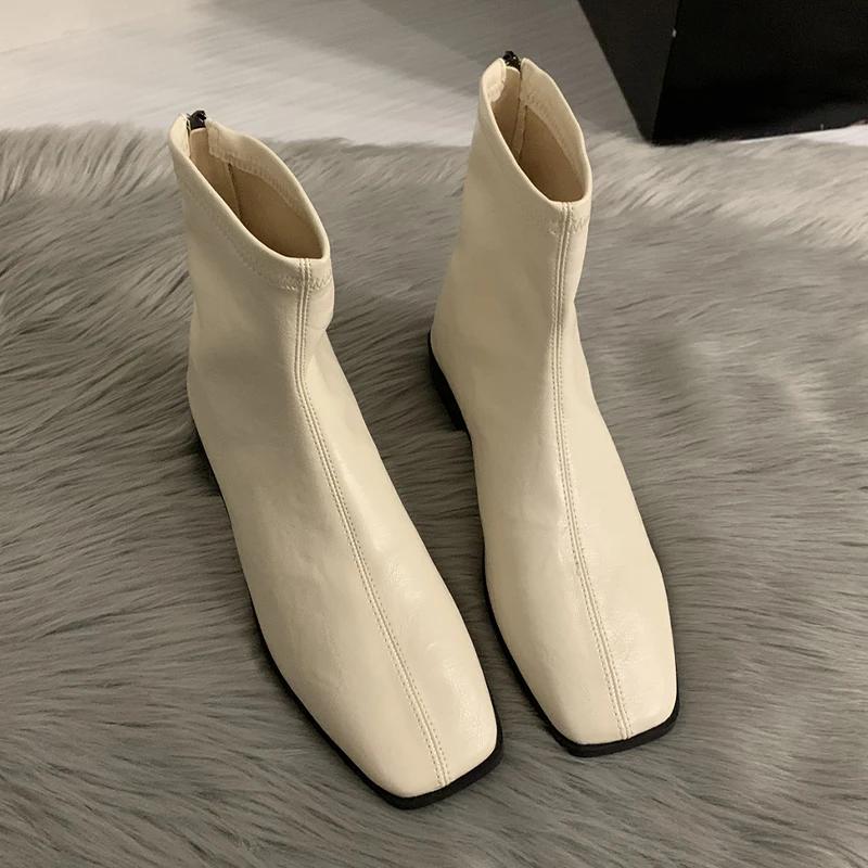 Wildleder Stiefeletten Damen Flats Lederschuhe Frau 2025 Trend Elegant Retro Winter Chelsea Boots Reißverschluss Lässig Schnee Botas Mujer 37 beige von Joom DACH