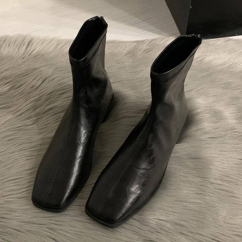 Wildleder Stiefeletten Damen Flats Lederschuhe Frau 2025 Trend Elegant Retro Winter Chelsea Boots Reißverschluss Lässig Schnee Botas Mujer 38 von Joom DACH