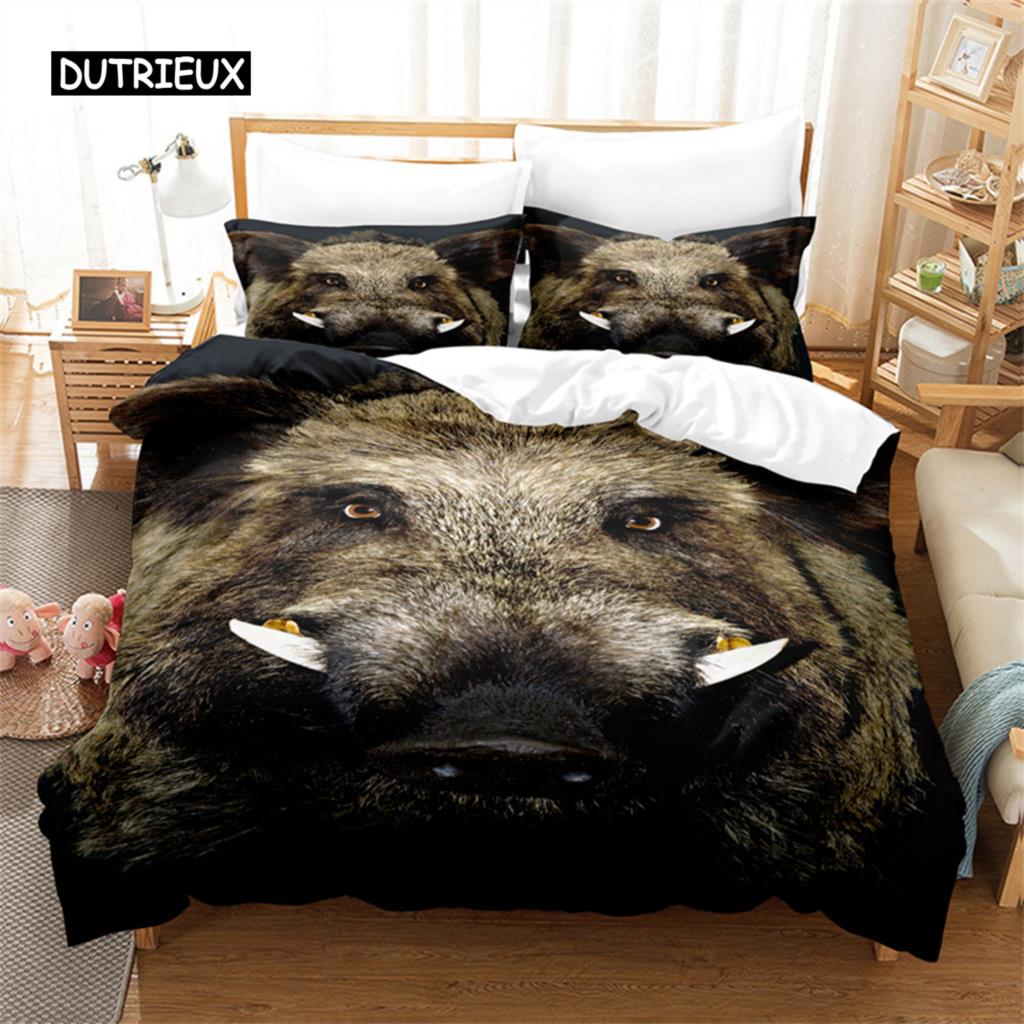Wildschwein Design Bettwäsche Set Bettbezug Set 3D Bettwäsche Digitaldruck Bettwäsche Queen Size Bettwäsche Set Modedesign EU single(135x200cm) von Joom DACH