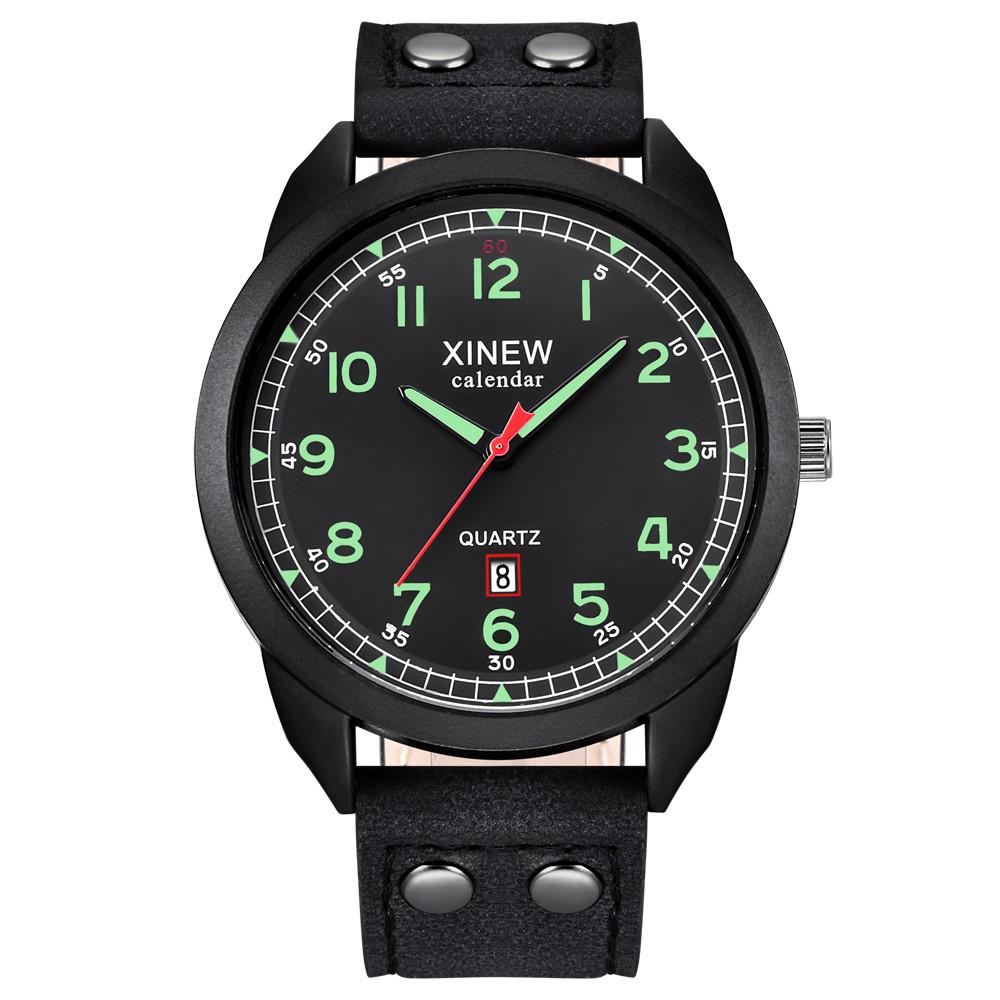 Wilkk Herren-Armbanduhr, Leder, Datum, lässig, analog, Quarz, Business-Uhren, Geschenke von Joom DACH