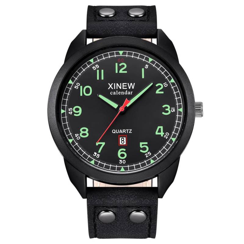 Wilkk Herren-Armbanduhr, Leder, Datum, lässig, analog, Quarz, Business-Uhren, Geschenke von Joom DACH