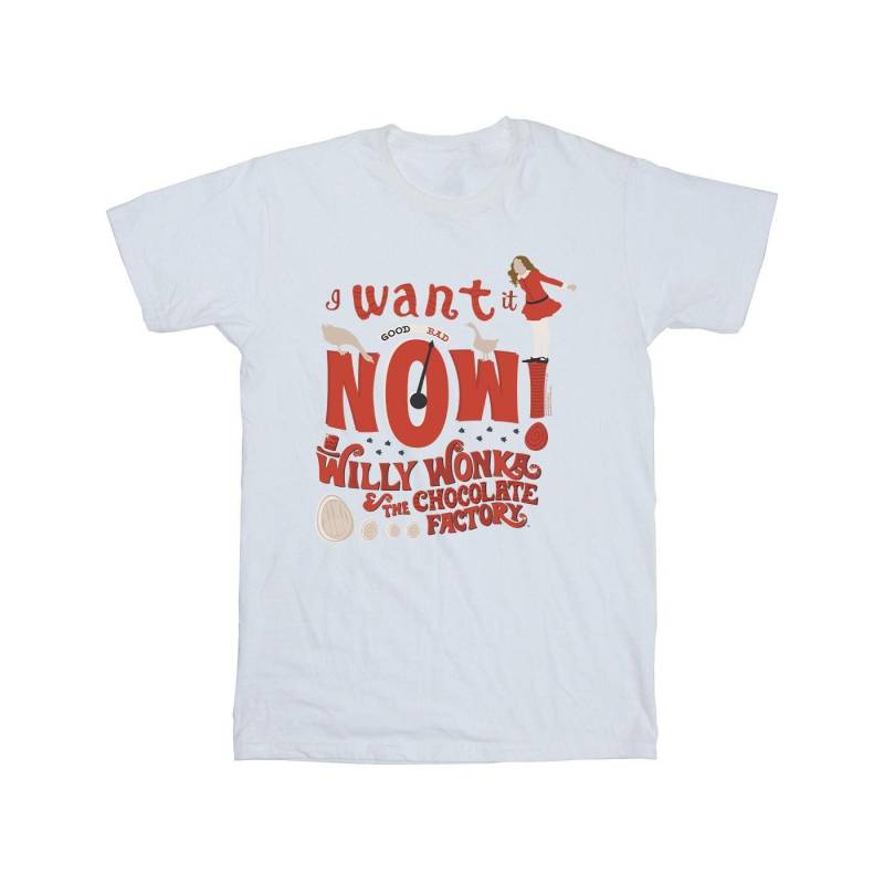 Willy Wonka Mädchen Verruca Salt I Want It Now Baumwoll-T-Shirt 3-4 Years weiß von Joom DACH