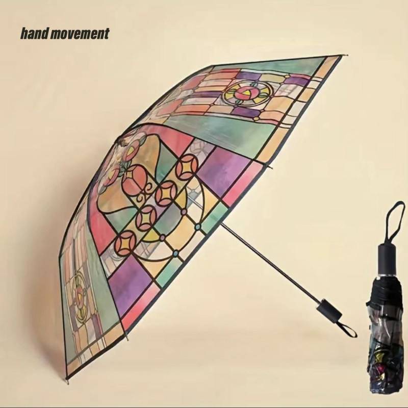 Wind Regenwald Regenschirm Buntglas Transparent Regenschirm Lange Griff Große Romantische hand movement von Joom DACH
