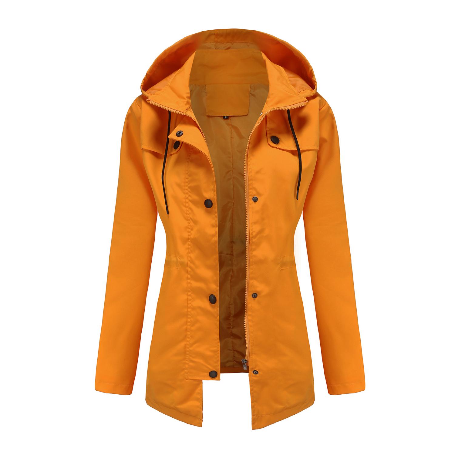 Windjacke für Damen, dünn, mittellang, mit Kapuze, Regenmantel, Frühling und Herbst, Damen, winddicht, wasserdicht, Freizeitjacke, Oberbekleidung, Regenbekleidung 2XL gelb von Joom DACH