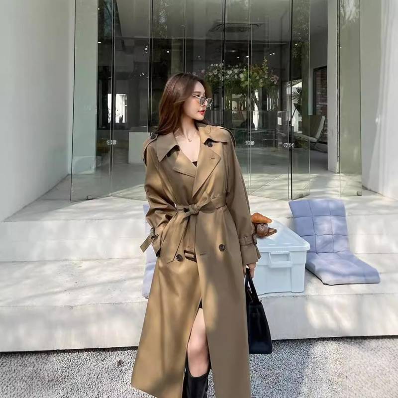 Windjacke für Damen im Frühling und Herbst, neuer Stil, kleiner, schlanker, mittellanger Mantel im koreanischen Stil S von Joom DACH