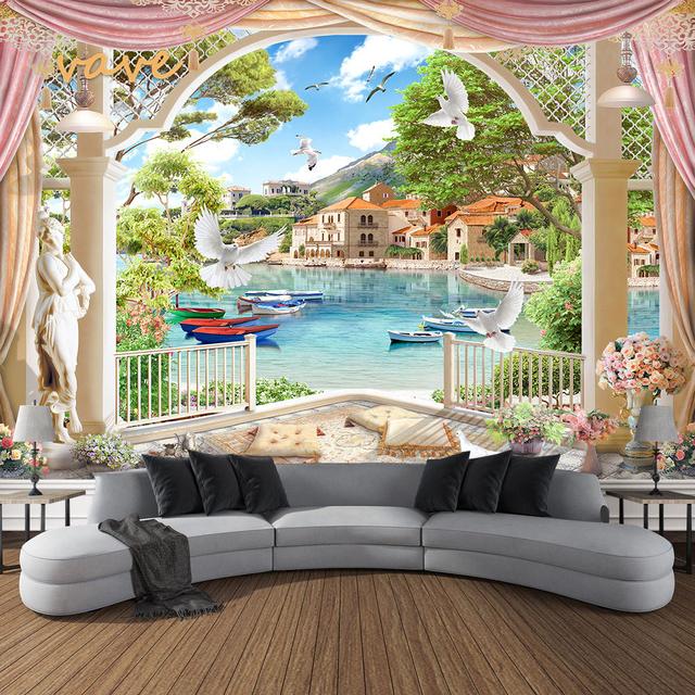 Windows Mountain Tree Tuch Großer Wandteppich Wandbehang Boho Hexerei Hippie Wandteppich Home Room Decor Ästhetische Dekoration 95cmX73cm von Joom DACH