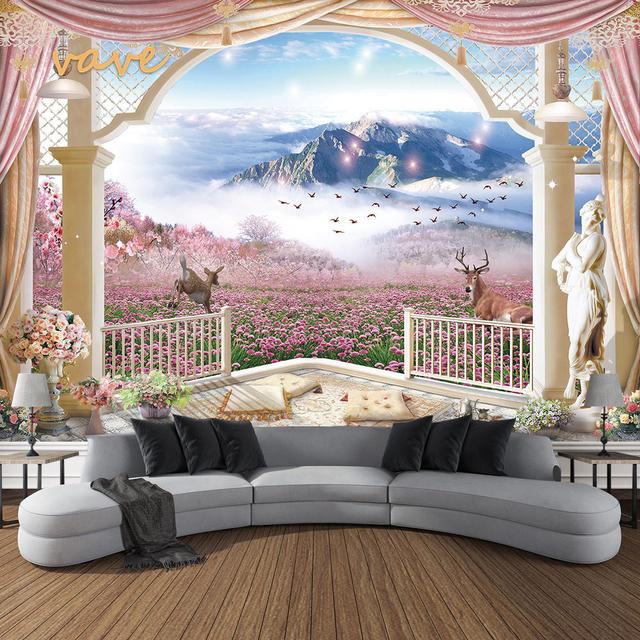 Windows Mountain Tree Tuch Großer Wandteppich Wandbehang Boho Hexerei Hippie Wandteppich Home Room Decor Ästhetische Dekoration 95cmX73cm von Joom DACH