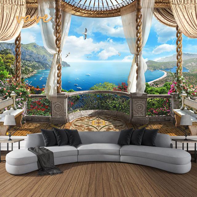 Windows Mountain Tree Tuch Großer Wandteppich Wandbehang Boho Hexerei Hippie Wandteppich Home Room Decor Ästhetische Dekoration 95cmX73cm von Joom DACH