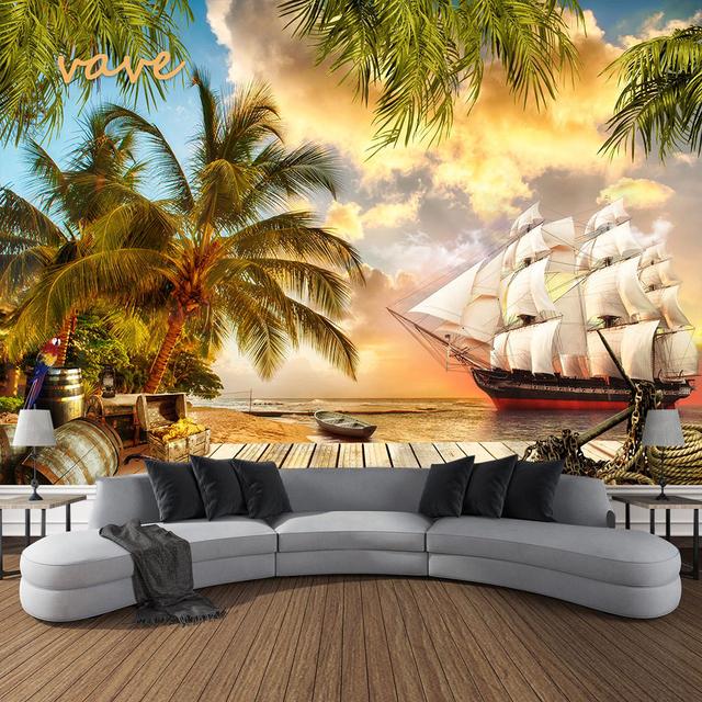 Windows Mountain Tree Tuch Großer Wandteppich Wandbehang Boho Hexerei Hippie Wandteppich Home Room Decor Ästhetische Dekoration 95cmX73cm von Joom DACH