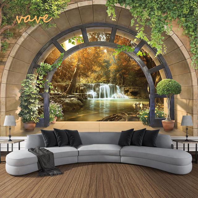 Windows Mountain Tree Tuch Großer Wandteppich Wandbehang Boho Hexerei Hippie Wandteppich Home Room Decor Ästhetische Dekoration 95cmX73cm von Joom DACH