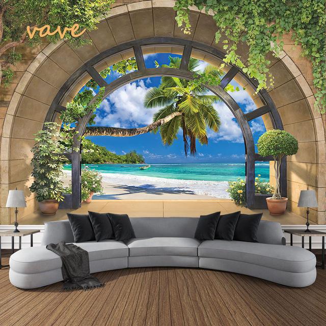 Windows Mountain Tree Tuch Großer Wandteppich Wandbehang Boho Hexerei Hippie Wandteppich Home Room Decor Ästhetische Dekoration 95cmX73cm von Joom DACH