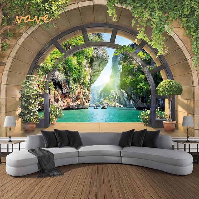 Windows Mountain Tree Tuch Großer Wandteppich Wandbehang Boho Hexerei Hippie Wandteppich Home Room Decor Ästhetische Dekoration 95cmX73cm von Joom DACH