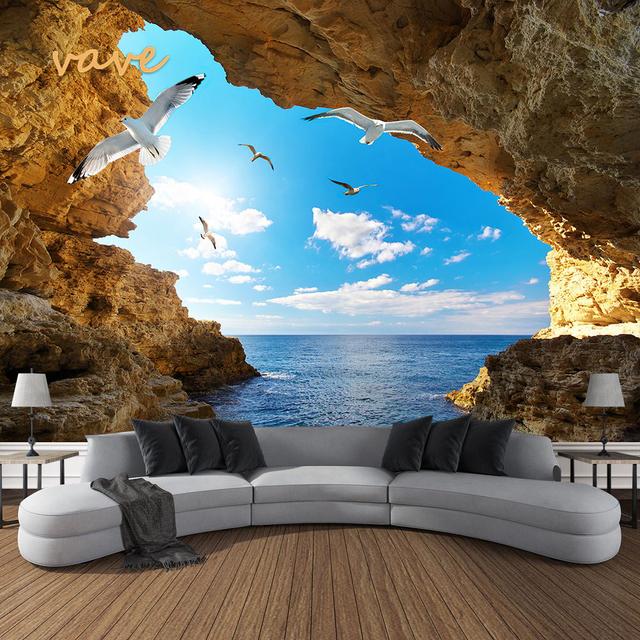 Windows Mountain Tree Tuch Großer Wandteppich Wandbehang Boho Hexerei Hippie Wandteppich Home Room Decor Ästhetische Dekoration 95cmX73cm von Joom DACH