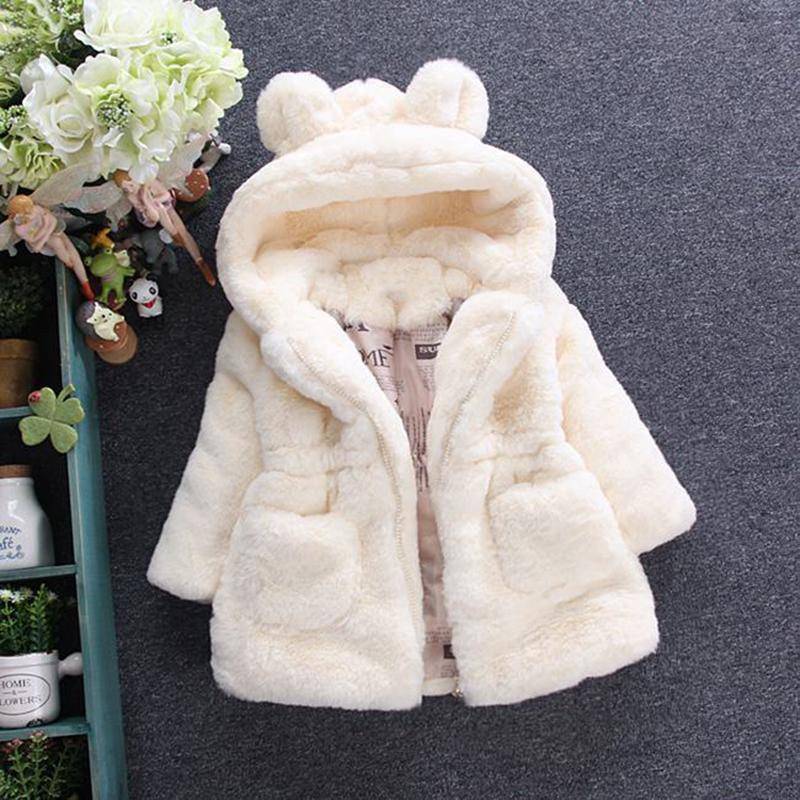 Winter Baby Mädchen Kleidung Faux Pelz Mantel Fleece Jacke Warme Schneeanzug Mit Kapuze Parka kinder Oberbekleidung Herbst Kleidung 130 weiß von Joom DACH